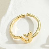 Vintage Style Simple Style Flower Copper Plating 14k Gold Plated Open Rings sku image 3
