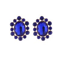 1 Pair Glam Luxurious Oval Plating Inlay Alloy Rhinestones Glass Gold Plated Ear Studs main image 5