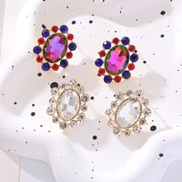 1 Pair Glam Luxurious Oval Plating Inlay Alloy Rhinestones Glass Gold Plated Ear Studs main image 4