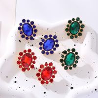 1 Pair Glam Luxurious Oval Plating Inlay Alloy Rhinestones Glass Gold Plated Ear Studs main image 3