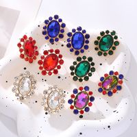 1 Pair Glam Luxurious Oval Plating Inlay Alloy Rhinestones Glass Gold Plated Ear Studs main image 1