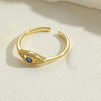 Vintage Style Simple Style Devil's Eye Copper Plating Inlay Zircon 14k Gold Plated Open Rings sku image 2