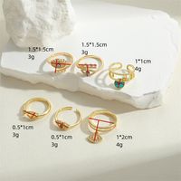 Vintage Style Simple Style Devil's Eye Copper Plating Inlay Zircon 14k Gold Plated Open Rings main image 2