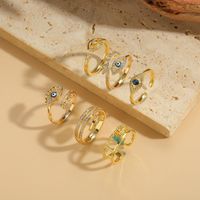 Vintage Style Simple Style Devil's Eye Copper Plating Inlay Zircon 14k Gold Plated Open Rings main image 1
