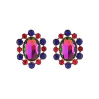 1 Pair Glam Luxurious Oval Plating Inlay Alloy Rhinestones Glass Gold Plated Ear Studs sku image 2
