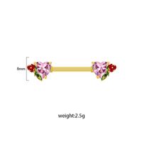 1 Piece Nipple Rings & Studs Sexy Heart Shape Rose 316 Stainless Steel  Alloy Plating Inlay Rhinestones Glass White Gold Plated Gold Plated sku image 4