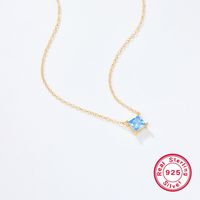 Elegant Luxurious Square Sterling Silver Plating Inlay Zircon 18k Gold Plated Pendant Necklace main image 3