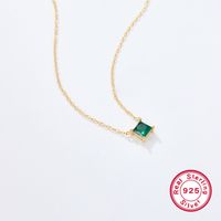 Elegant Luxurious Square Sterling Silver Plating Inlay Zircon 18k Gold Plated Pendant Necklace main image 5