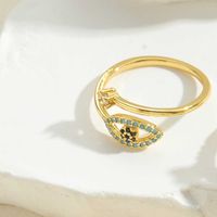 Vintage Style Simple Style Palm Copper Plating Inlay Zircon 14k Gold Plated Open Rings sku image 4