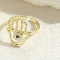 Vintage Style Simple Style Palm Copper Plating Inlay Zircon 14k Gold Plated Open Rings sku image 3