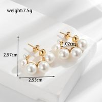 1 Pair Vintage Style Simple Style C Shape Water Droplets Bow Knot Plating Inlay Stainless Steel Pearl Zircon 18k Gold Plated Ear Studs main image 6