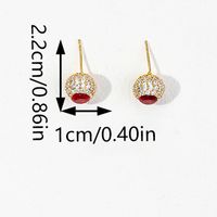 1 Pair Elegant Luxurious Round Inlay Copper Zircon Ear Studs sku image 7
