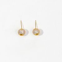 1 Pair Elegant Luxurious Round Inlay Copper Zircon Ear Studs main image 1