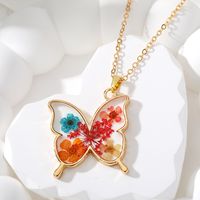 Casual Cute Simple Style Butterfly Alloy Resin Women's Pendant Necklace main image 5
