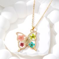 Casual Cute Simple Style Butterfly Alloy Resin Women's Pendant Necklace sku image 1