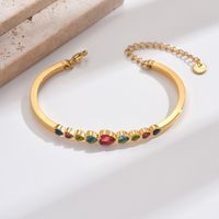 Sweet Classic Style Heart Shape 304 Stainless Steel 14K Gold Plated Zircon Bangle In Bulk main image 4