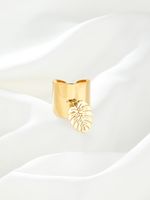 304 Stainless Steel 14K Gold Plated Simple Style Plating Leaves Charm Rings main image 6