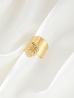 304 Stainless Steel 14K Gold Plated Simple Style Plating Leaves Charm Rings main image 8