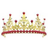 Fashion Crown Imitation Pearl Alloy Rhinestone Plating Crown 1 Piece sku image 3