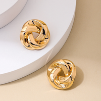 1 Piece Elegant Commute Solid Color Plating Alloy Gold Plated Ear Studs main image 1