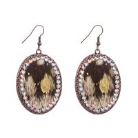 1 Pair Retro Ethnic Style Oval Leopard Inlay Pu Leather Alloy Rhinestones Drop Earrings main image 7