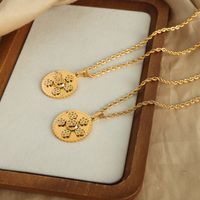 Casual Elegant Simple Style Flower Titanium Steel Plating Inlay Artificial Diamond 18k Gold Plated Pendant Necklace main image 1