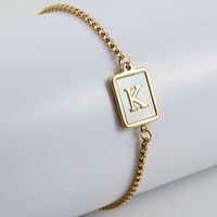 Estilo Preppy Estilo Simple Estilo Clásico Letra Acero Inoxidable 201 Chapados en oro de 18k Cascarón Pulsera Al Mayoreo sku image 13