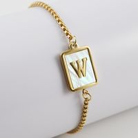 Estilo Preppy Estilo Simple Estilo Clásico Letra Acero Inoxidable 201 Chapados en oro de 18k Cascarón Pulsera Al Mayoreo sku image 23