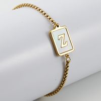 Estilo Preppy Estilo Simple Estilo Clásico Letra Acero Inoxidable 201 Chapados en oro de 18k Cascarón Pulsera Al Mayoreo sku image 26