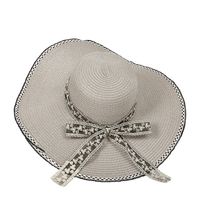 Women's Elegant Color Block Flat Eaves Straw Hat main image 5