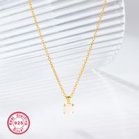 Elegant Simple Style Round Sterling Silver Plating Inlay Artificial Gemstones 18k Gold Plated White Gold Plated Pendant Necklace sku image 1