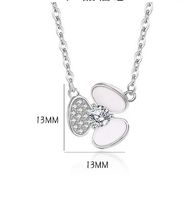 Simple Style Shamrock Sterling Silver Polishing Plating Inlay Shell Zircon Necklace main image 2