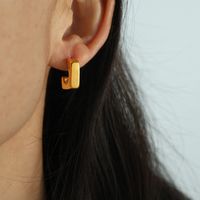 1 Paar Klassisch Klassischer Stil Quadrat Überzug Titan Stahl 18 Karat Vergoldet Ohrringe main image 3