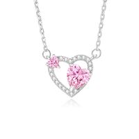 Simple Style Classic Style Heart Shape Sterling Silver Inlay Zircon Pendant Necklace sku image 1