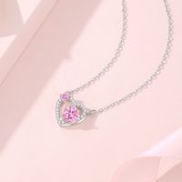 Simple Style Classic Style Heart Shape Sterling Silver Inlay Zircon Pendant Necklace main image 5
