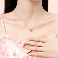 Simple Style Classic Style Heart Shape Sterling Silver Inlay Zircon Pendant Necklace main image 3