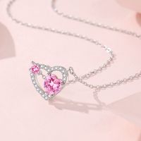 Simple Style Classic Style Heart Shape Sterling Silver Inlay Zircon Pendant Necklace main image 4