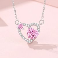 Simple Style Classic Style Heart Shape Sterling Silver Inlay Zircon Pendant Necklace main image 1