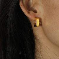 1 Paar Klassisch Klassischer Stil Quadrat Überzug Titan Stahl 18 Karat Vergoldet Ohrringe sku image 1