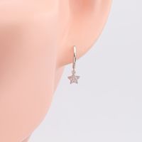 1 Pair Elegant Simple Style Star Solid Color Inlay Sterling Silver Zircon Drop Earrings main image 6