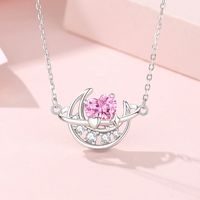 Simple Style Moon Sterling Silver Inlay Zircon Pendant Necklace main image 1