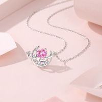 Simple Style Moon Sterling Silver Inlay Zircon Pendant Necklace main image 4