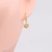 1 Pair Vintage Style Solid Color Snowflake Inlay Sterling Silver Zircon White Gold Plated Gold Plated Drop Earrings main image 5