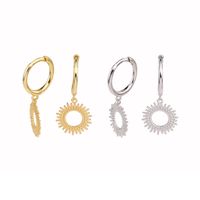 1 Pair Vintage Style Simple Style Sunflower Solid Color Plating Sterling Silver Drop Earrings main image 1