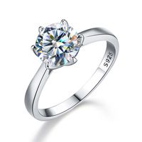 Glam Luxurious Solid Color Sterling Silver Gra Inlay Moissanite Rings sku image 1