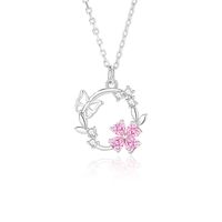 Simple Style Classic Style Flower Wreath Butterfly Sterling Silver Inlay Zircon Pendant Necklace sku image 1