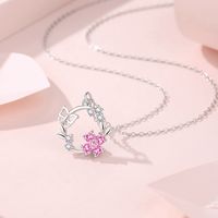 Simple Style Classic Style Flower Wreath Butterfly Sterling Silver Inlay Zircon Pendant Necklace main image 4