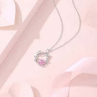 Simple Style Classic Style Flower Wreath Butterfly Sterling Silver Inlay Zircon Pendant Necklace main image 5