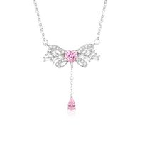Simple Style Tassel Bow Knot Sterling Silver Inlay Zircon Pendant Necklace sku image 1