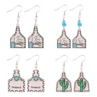 1 Pair Vintage Style Cactus Sunflower Letter Alloy Turquoise Drop Earrings main image 1